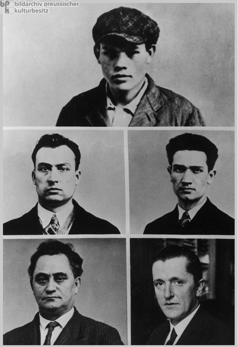 Die Angeklagten im Reichstagbrandprozess (1. September 1933)